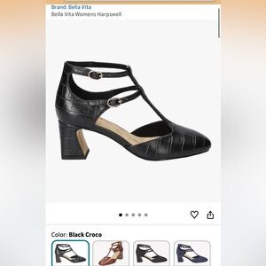 Bella Vita Black Block Heel Sandals with Ankle Strap